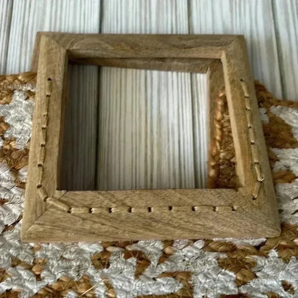 Square wooden handle 100% jute natural tan woven tote bag - Picture 3 of 8